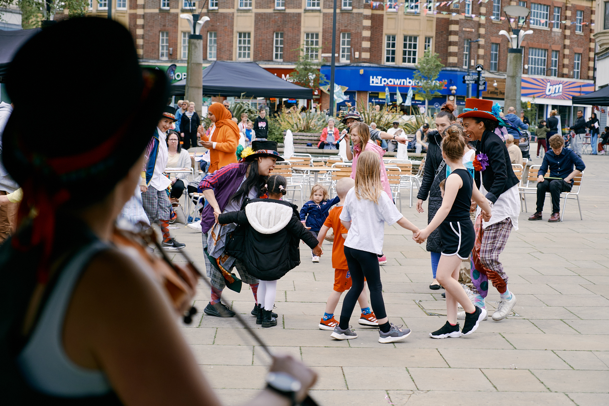 Rotherham town centre residents having fun