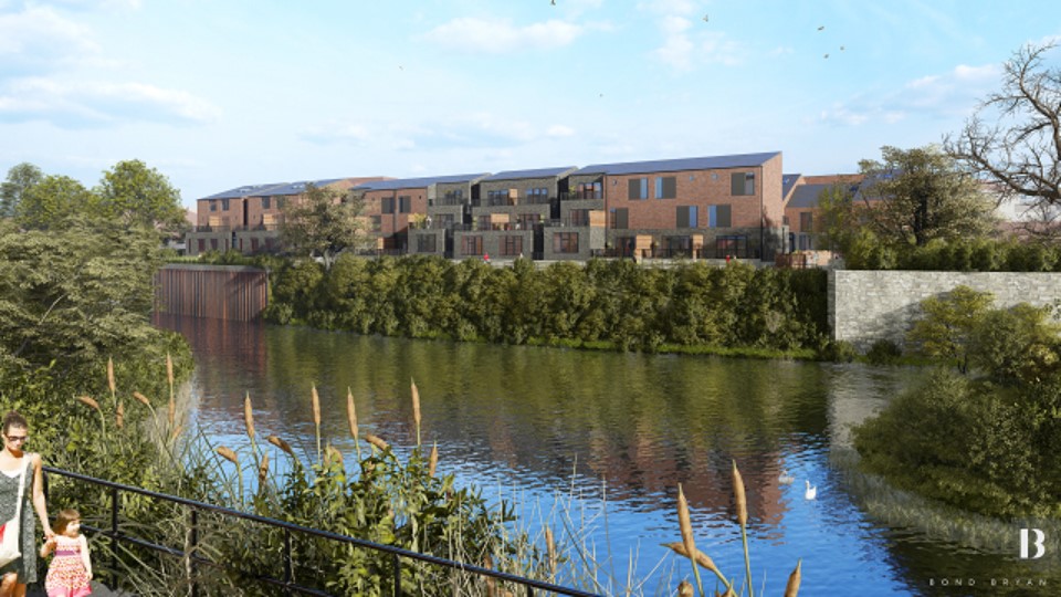 Artist impression of Westgate Waterside development with River Don in the foreground